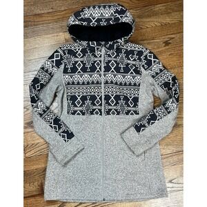 Burton Embry Fleece Hooded Jacket Heather Gray Aztec Women's Size Large